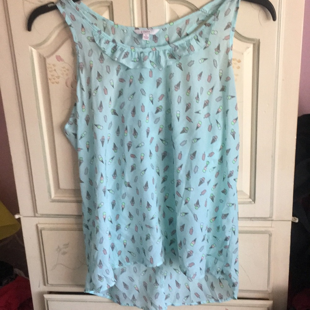 Ice cream print ruffle top